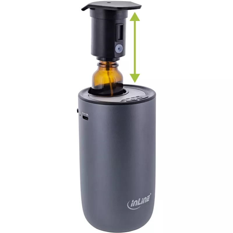 Difusor de aromas InLine para casa y coche, sin agua, luz ambiental, batería recargable (40141)