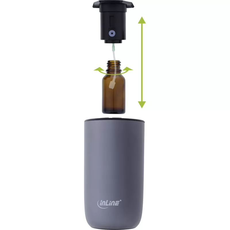 Difusor de aromas InLine para casa y coche, sin agua, luz ambiental, batería recargable (40141)