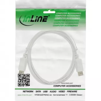 Cable DisplayPort InLine 17205W, DisplayPort–DisplayPort, 5 m, blanco, Ø7 mm