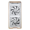 Caja de PC Lian Li Lancool 217 Midi Tower — blanca y madera, compatible con ATX/EATX/Micro-ITX, 2x170 mm frontal, 1x140 mm trasero, 1×3,5 inch + 8×2,5 inch