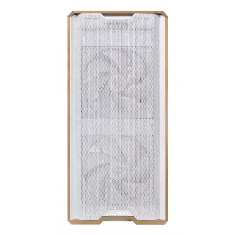 Caja de PC Lian Li Lancool 217 Midi Tower — blanca y madera, compatible con ATX/EATX/Micro-ITX, 2x170 mm frontal, 1x140 mm trasero, 1×3,5 inch + 8×2,5 inch