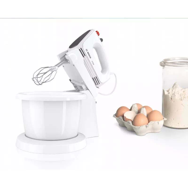 Batidora de mano Bosch MFQ2600G con soporte y bol 375 W blanca