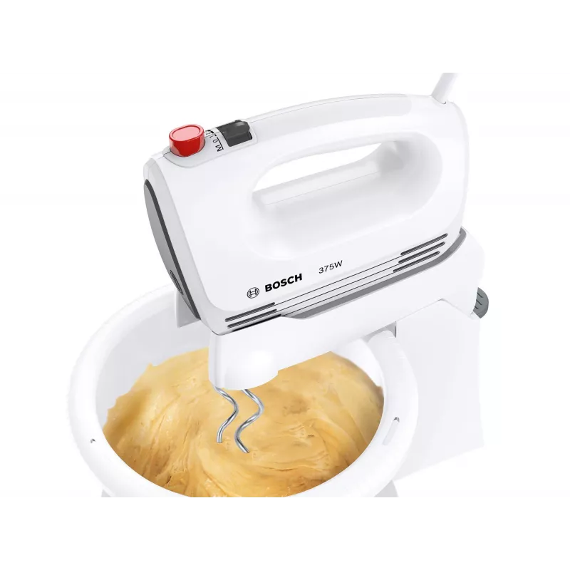 Batidora de mano Bosch MFQ2600G con soporte y bol 375 W blanca
