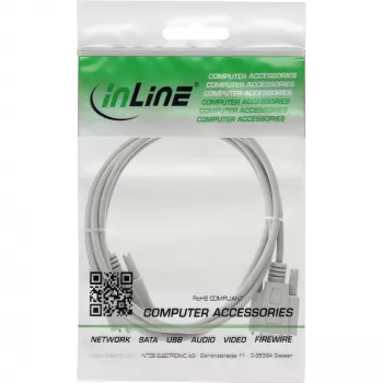 InLine alargador serie, conector macho / conector hembra de 9 pines, encapsulado, 1:1, 20m