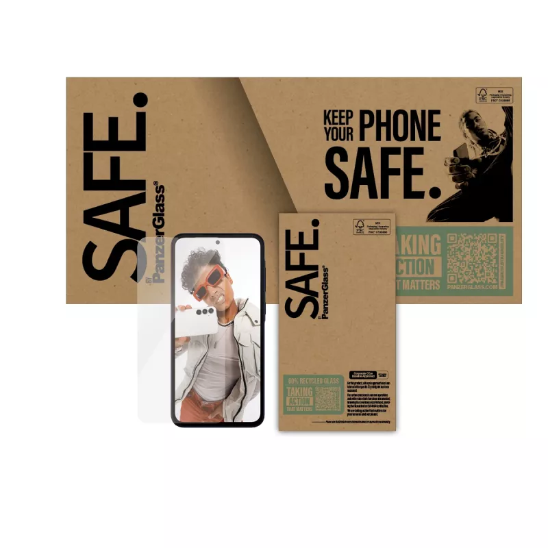 Protector de pantalla PanzerGlass SAFE. para Samsung Galaxy A36 5G — cristal templado, PET, silicona, transparente, 1 unidad, Ultra-Wide Fit