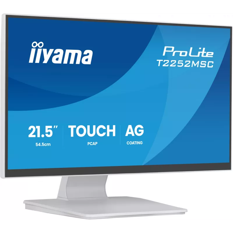 Monitor IIYAMA ProLite T2252MSC-W2AG 54,5 cm (21,4 inch) Full HD 1920x1080 LCD táctil, 5 ms, USB 3.2 Hub, altavoces, VESA, blanco