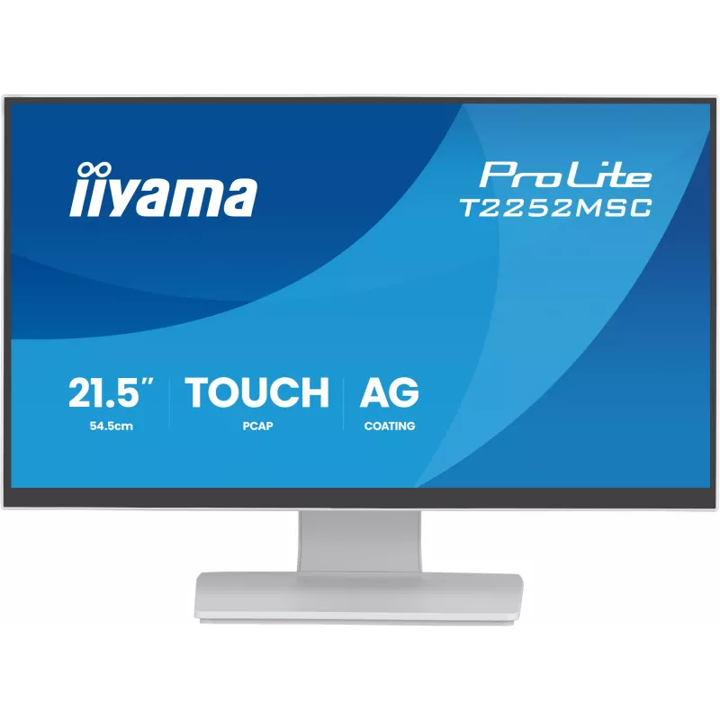Monitor IIYAMA ProLite T2252MSC-W2AG 54,5 cm (21,4 inch) Full HD 1920x1080 LCD táctil, 5 ms, USB 3.2 Hub, altavoces, VESA, blanco