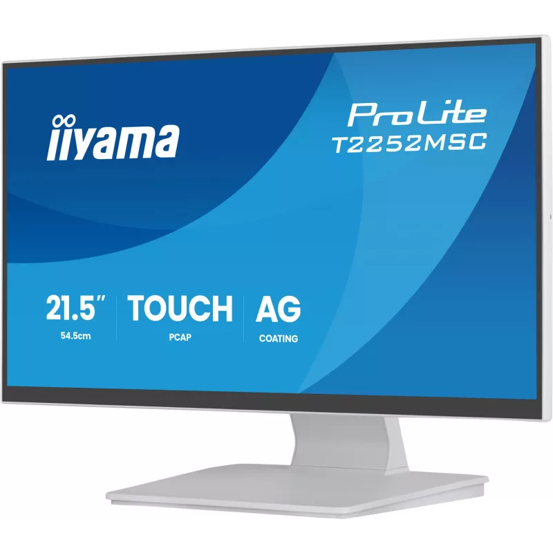 Monitor IIYAMA ProLite T2252MSC-W2AG 54,5 cm (21,4 inch) Full HD 1920x1080 LCD táctil, 5 ms, USB 3.2 Hub, altavoces, VESA, blanco