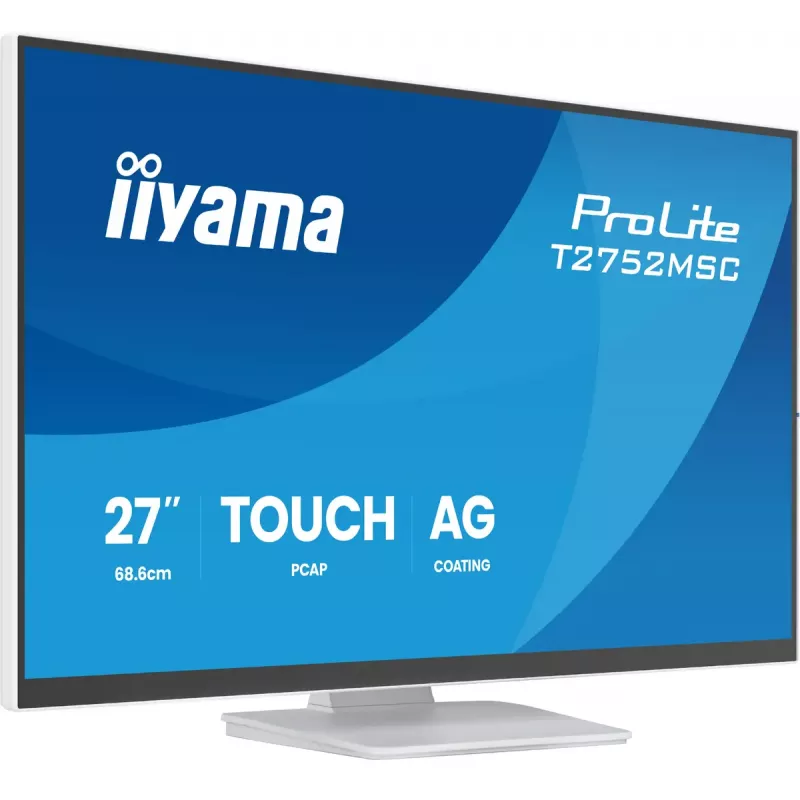 Monitor táctil LCD IIYAMA ProLite T2752MSC-W1AG 27 inch 1920 x 1080 Full HD blanco, 5 ms, USB 3.2 Gen1, altavoces, VESA