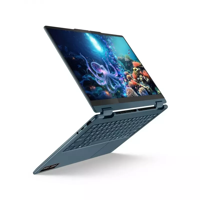 Portátil 2 en 1 Lenovo Yoga 7 14 inch OLED táctil, Ryzen AI 5 340, 16 GB LPDDR5, 512 GB SSD, Radeon 840M, 70 Wh, Tidal Teal