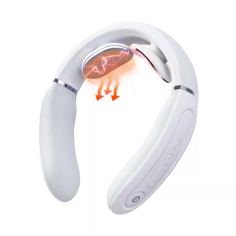 SKG 4356E - blanco, masaje combinado, cuello, blanco, silicona, botones, batería