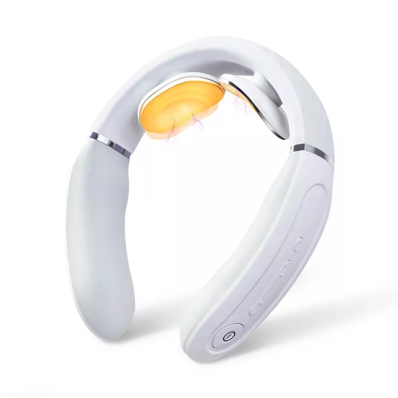 SKG 4356E - blanco, masaje combinado, cuello, blanco, silicona, botones, batería