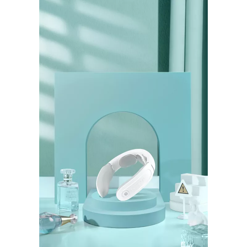 SKG 4356E - blanco, masaje combinado, cuello, blanco, silicona, botones, batería