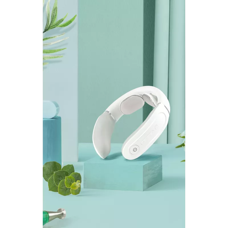 SKG 4356E - blanco, masaje combinado, cuello, blanco, silicona, botones, batería