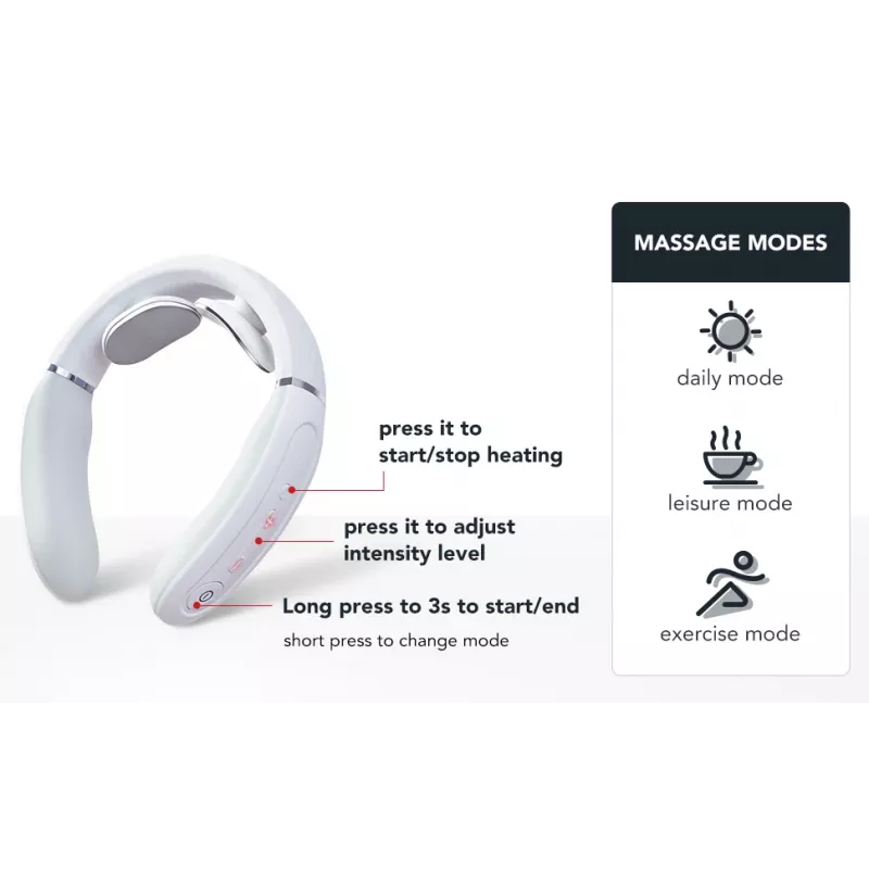 SKG 4356E - blanco, masaje combinado, cuello, blanco, silicona, botones, batería