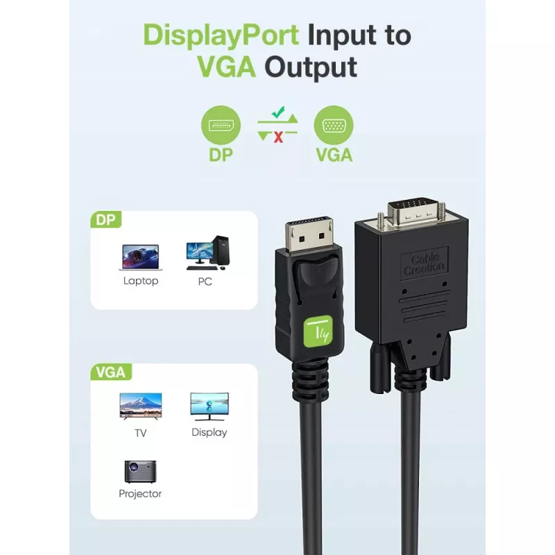 Techly cable monitor DisplayPort a VGA 1,8 m ICOC DSP-V-018