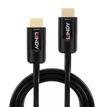 Lindy cable HDMI híbrido de fibra óptica Ultra High Speed de 10 m, 10 m, HDMI tipo A (estándar), HDMI tipo A (estándar), 48 Gbit/s, Audio Return Channel (ARC), negro