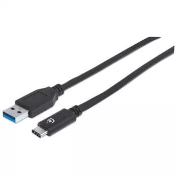 Cable Manhattan USB-C a USB-A, 1 m, conector macho a conector macho, 10 Gbit/s (USB 3.2 Gen 2, también conocido como USB 3.1), 3 A (carga rápida), SuperSpeed+ USB, negro, garantía de por vida, equivalente a USB31AC1M