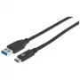 Cable Manhattan USB-C a USB-A, 1 m, conector macho a conector macho, 10 Gbit/s (USB 3.2 Gen 2, también conocido como USB 3.1), 3 A (carga rápida), SuperSpeed+ USB, negro, garantía de por vida, equivalente a USB31AC1M