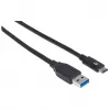 Cable Manhattan USB-C a USB-A, 1 m, conector macho a conector macho, 10 Gbit/s (USB 3.2 Gen 2, también conocido como USB 3.1), 3 A (carga rápida), SuperSpeed+ USB, negro, garantía de por vida, equivalente a USB31AC1M