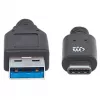 Cable Manhattan USB-C a USB-A, 1 m, conector macho a conector macho, 10 Gbit/s (USB 3.2 Gen 2, también conocido como USB 3.1), 3 A (carga rápida), SuperSpeed+ USB, negro, garantía de por vida, equivalente a USB31AC1M