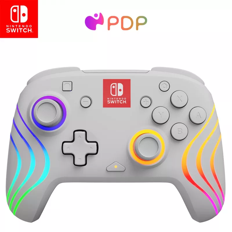 PDP Afterglow Wave White mando USB analógico / digital Nintendo Switch, Nintendo Switch Lite, Nintendo Switch OLED