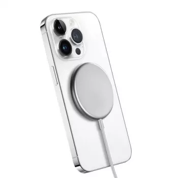 Cargador inalámbrico Crong MagSpot CRG-MS15W-SLV carga rápida para interiores DC