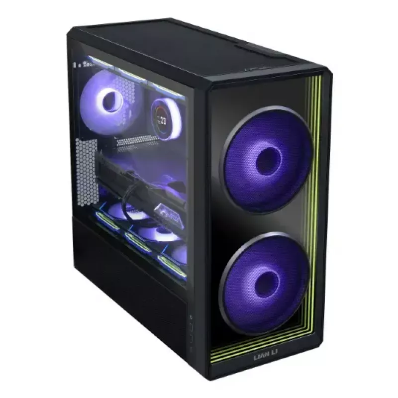 Caja para PC Lian Li Lancool 217 INF Midi Tower — Negra, compatibilidad EATX/ATX/Micro‑ATX/Mini‑ITX, 2x120mm frontal, 1x140mm trasero, 1×3,5 inch + 8×2,5 inch, cristal templado