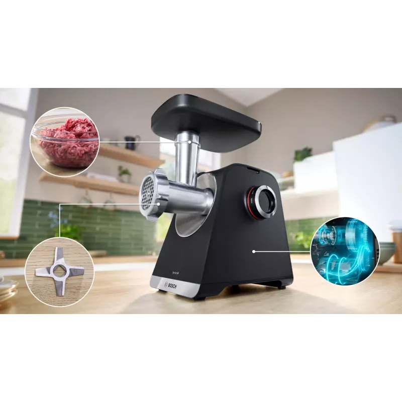 Bosch Serie 6 Picadora de carne 2100 W Negra, Plata