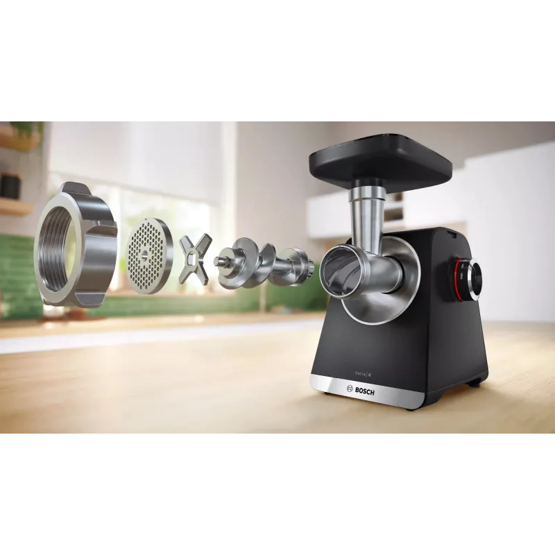Bosch Serie 6 Picadora de carne 2100 W Negra, Plata