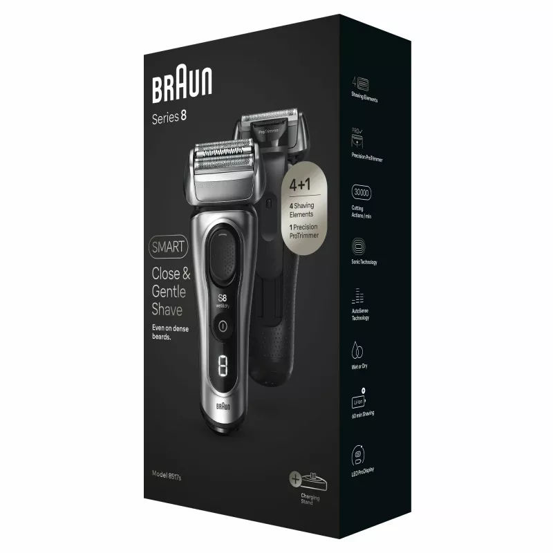 Afeitadora eléctrica Braun Series 8 8517s – en húmedo y en seco, plateado