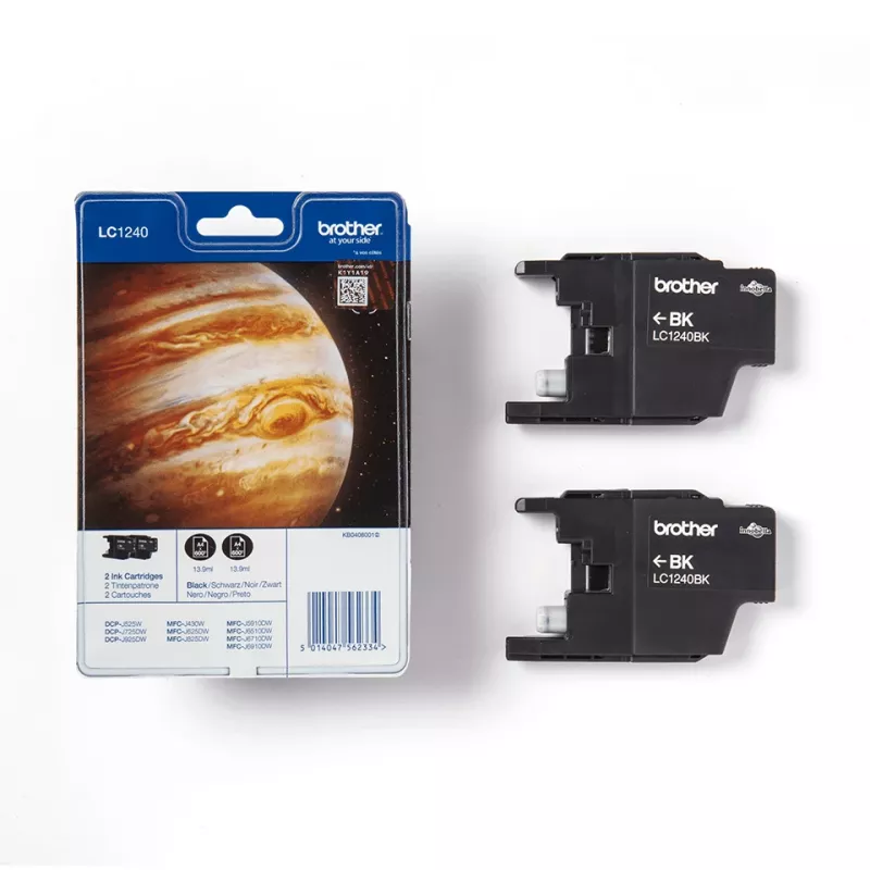 Brother LC1240BKBP2 paquete doble de cartuchos de tinta, 2 x negro, 600 páginas