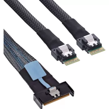 Cable Serial Attached SCSI (SAS) InLine 27663A, 0,5 m, 32 Gbit/s, MCIO x8 a 2x 4i SFF-8654