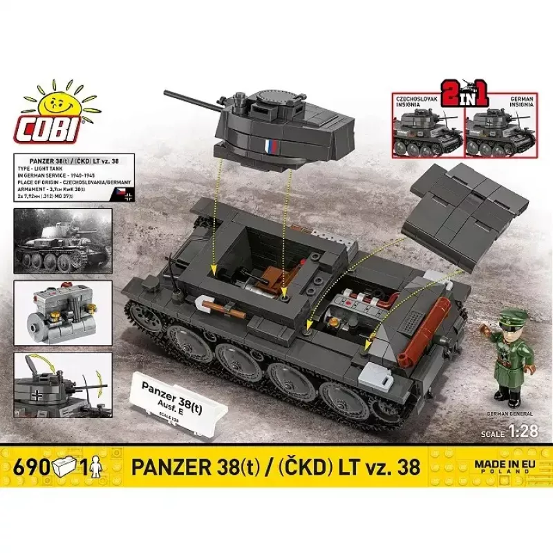 Set de construcción Cobi Blocks Panzer 38 VZ.38 690 elementos – kit de construcción a escala