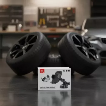 Soporte para coche Crong Carclip para salpicadero y parabrisas, pasivo, para smartphones, negro (carbono)