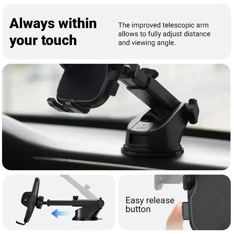 Soporte para coche Crong Carclip para salpicadero y parabrisas, pasivo, para smartphones, negro (carbono)