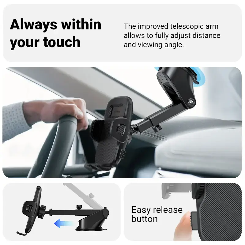 Soporte para coche Crong Carclip para salpicadero y parabrisas, pasivo, para smartphones, negro (carbono)