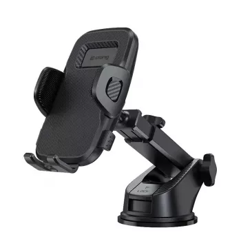 Soporte para coche Crong Carclip para salpicadero y parabrisas, pasivo, para smartphones, negro (carbono)
