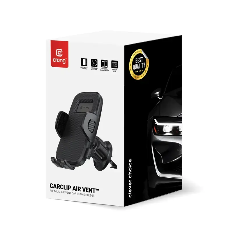 Soporte para rejilla de ventilación del coche Crong Carclip Air Vent (para móviles), negro/carbono