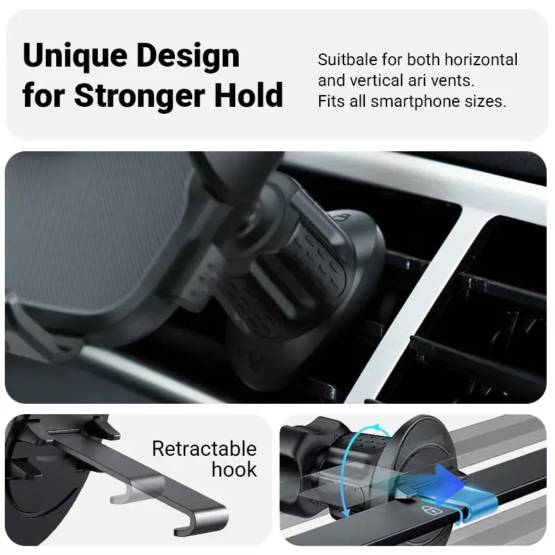 Soporte para rejilla de ventilación del coche Crong Carclip Air Vent (para móviles), negro/carbono