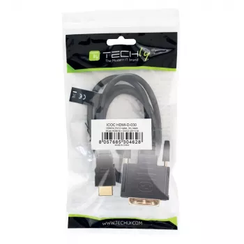 Techly Cable de vídeo HDMI a DVI-D M/M 3m ICOC HDMI-D-030, 3 m, HDMI, DVI-D, conector macho, conector macho, dorado