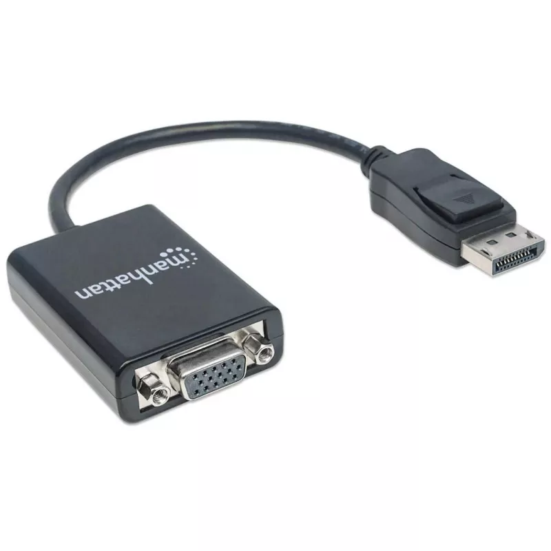manhattan-displayport-a-vga-hd15-cable-convertidor-15cm-macho-a-hembra-activo-dp-con-bloqueo-negro-garantia-de-por-vida-compatible-con-dp2vga2