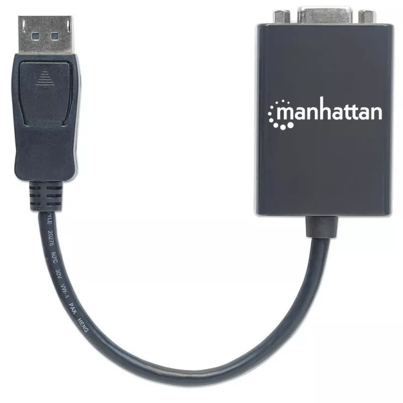 manhattan-displayport-a-vga-hd15-cable-convertidor-15cm-macho-a-hembra-activo-dp-con-bloqueo-negro-garantia-de-por-vida-compatible-con-dp2vga2