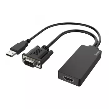 Hama 00200342 Adaptador de cable de vídeo 0,15 m USB Type-A + VGA (D-Sub) HDMI Negro