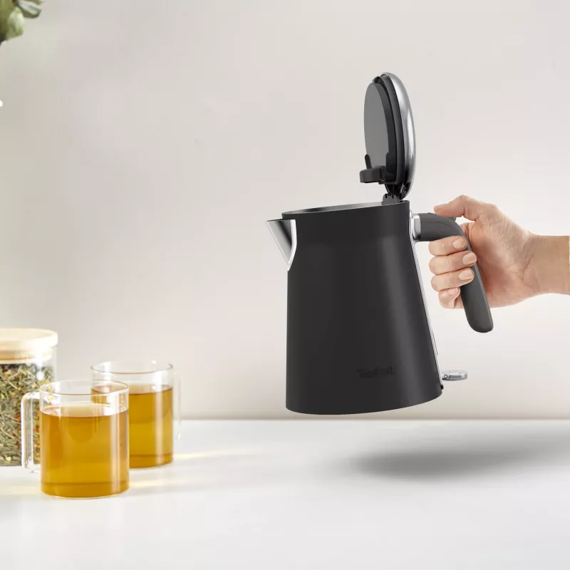 Hervidor de agua Tefal KI6668E0 — 1,7 l, 2400 W, carcasa de acero inoxidable, negro