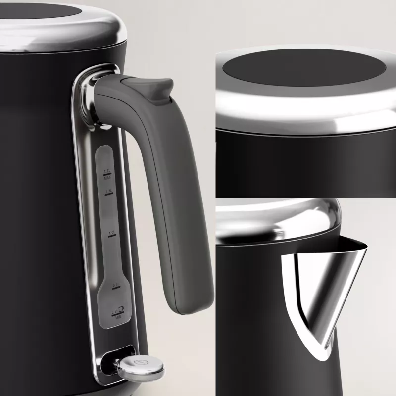Hervidor de agua Tefal KI6668E0 — 1,7 l, 2400 W, carcasa de acero inoxidable, negro