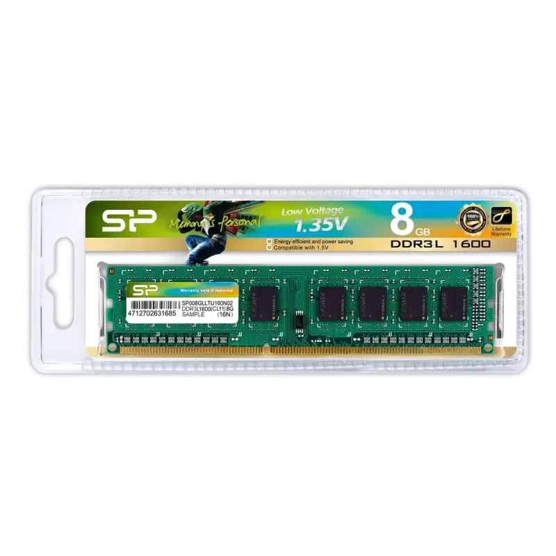 Memoria RAM Silicon Power DDR3 8GB (1x8GB) 1600MHz CL11 1.35V Low Voltage UDIMM
