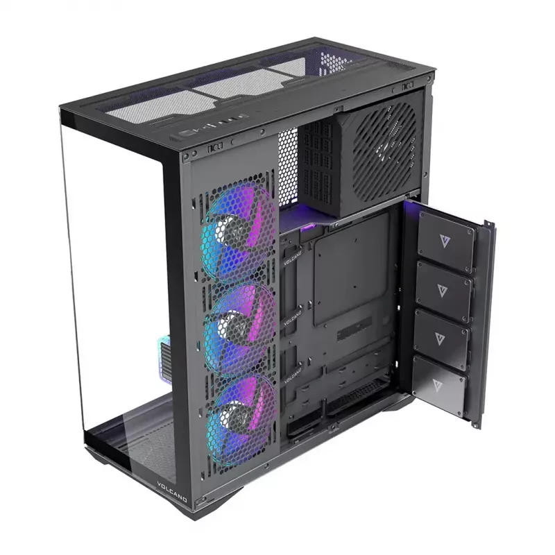 Caja de PC Full-Tower MODECOM Volcano SPACE XL ARGB — Full Tower, compatible con E-ATX, cristal templado, ARGB, GPU de hasta 440 mm
