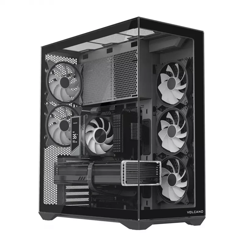 Caja de PC Full-Tower MODECOM Volcano SPACE XL ARGB — Full Tower, compatible con E-ATX, cristal templado, ARGB, GPU de hasta 440 mm