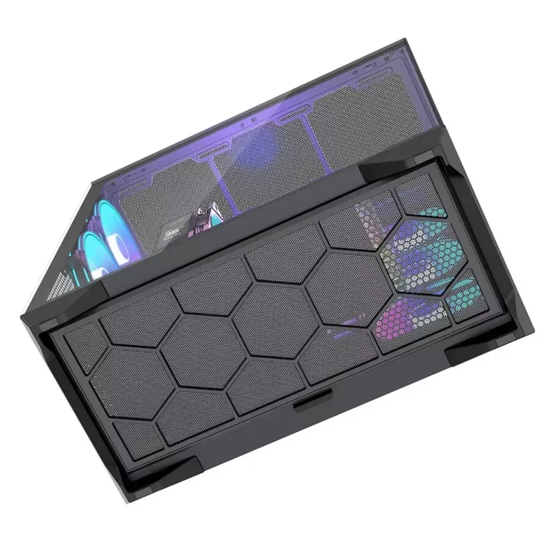 Caja de PC Full-Tower MODECOM Volcano SPACE XL ARGB — Full Tower, compatible con E-ATX, cristal templado, ARGB, GPU de hasta 440 mm